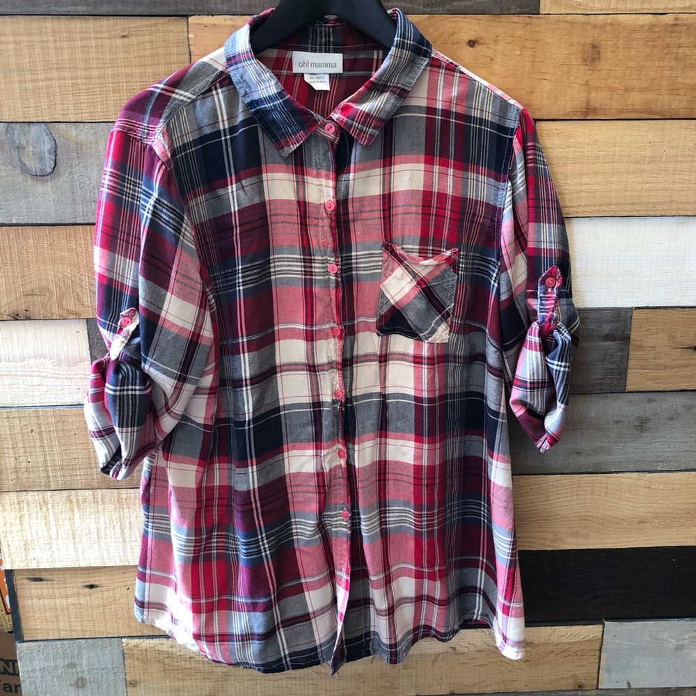 Oh! Mamma Plaid Button Down Shirt SZ L